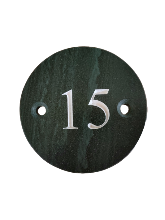 Slate House Number Round