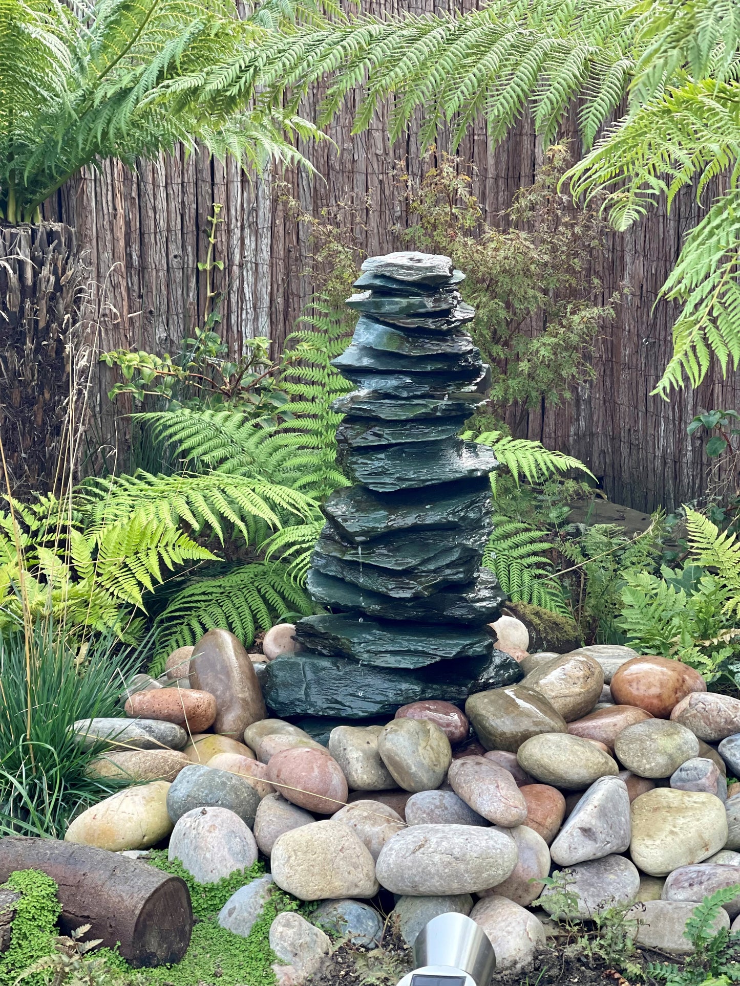 stacked stone water feature