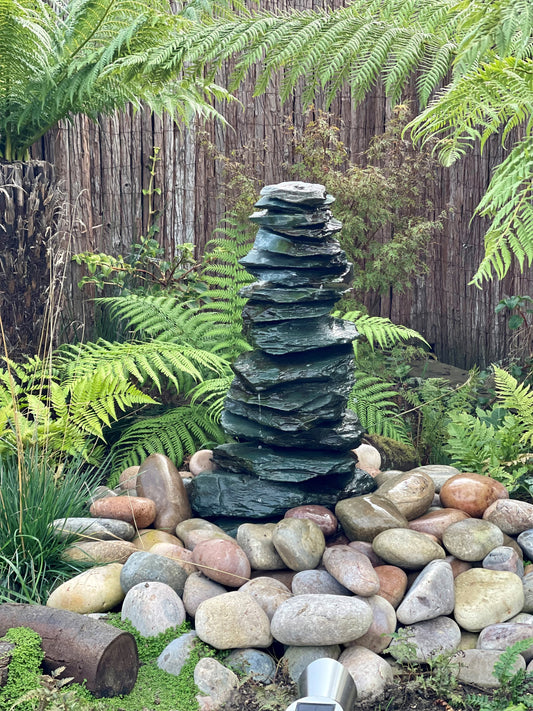 stacked stone water feature