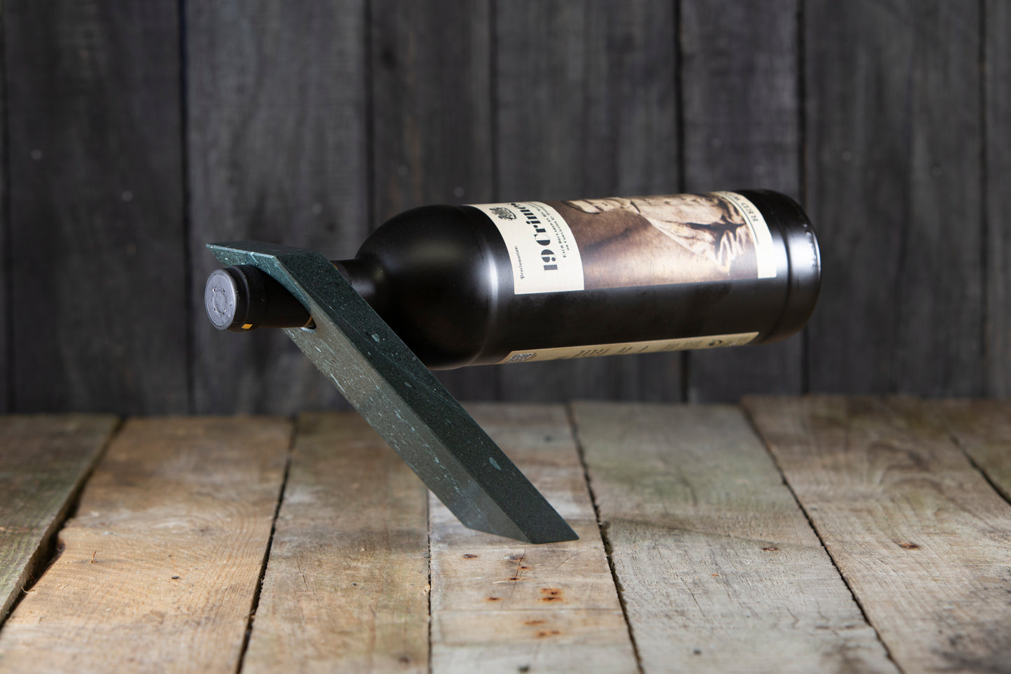 Green slate single hole wine bottle holder