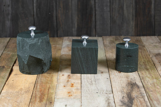 three slate door stops