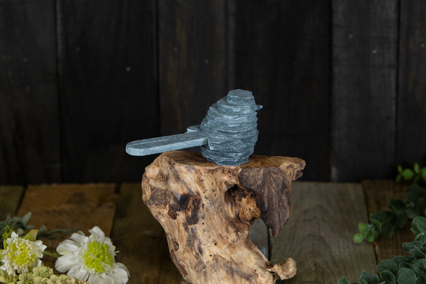 Slate Long tailed tit statue