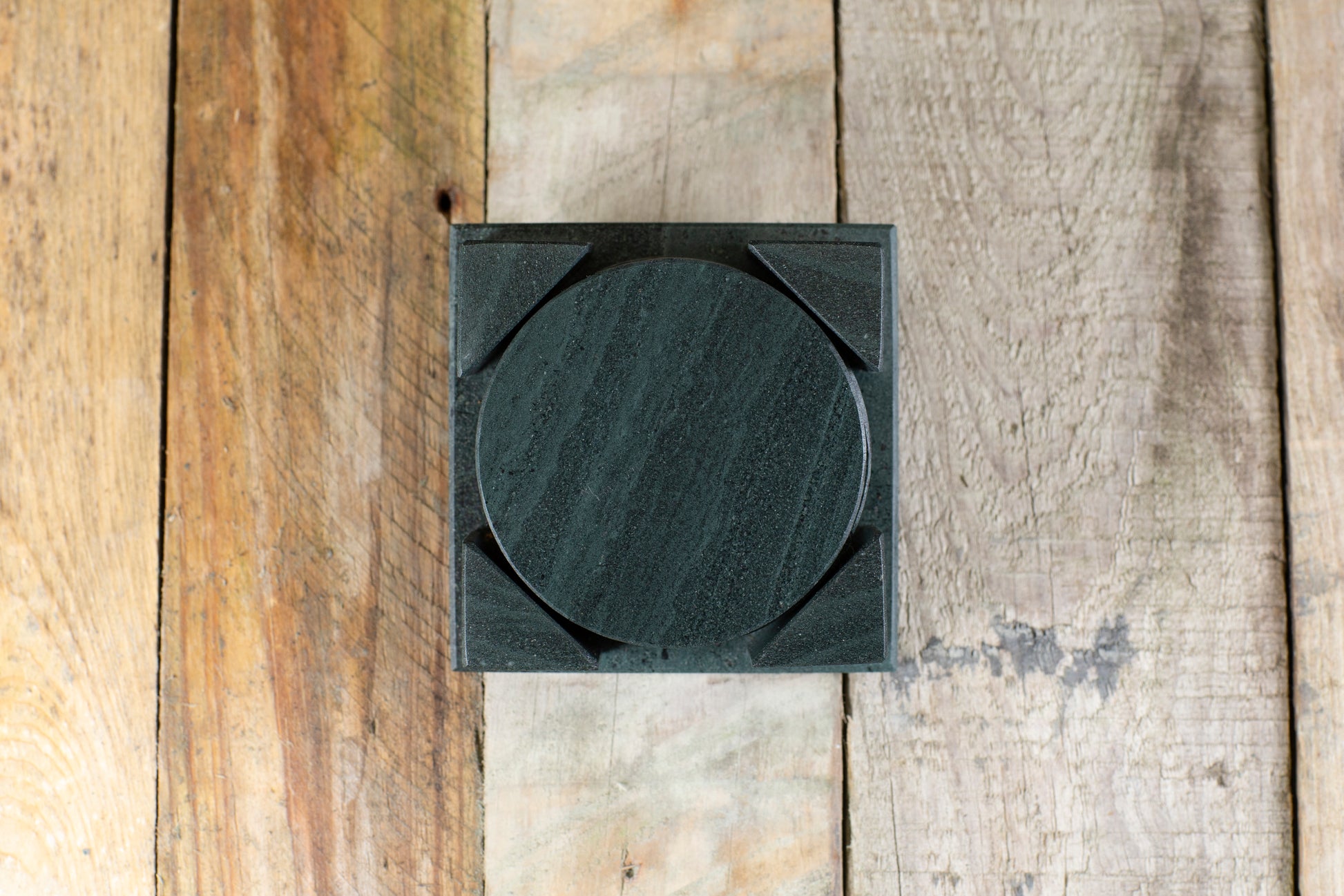 Round slate coaster set