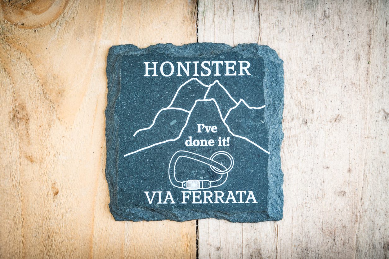 Picture of a slate coaster "via Ferrata"