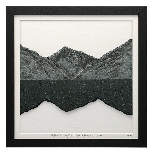 Reflections of Great Gable from Wastwater Slate Picture