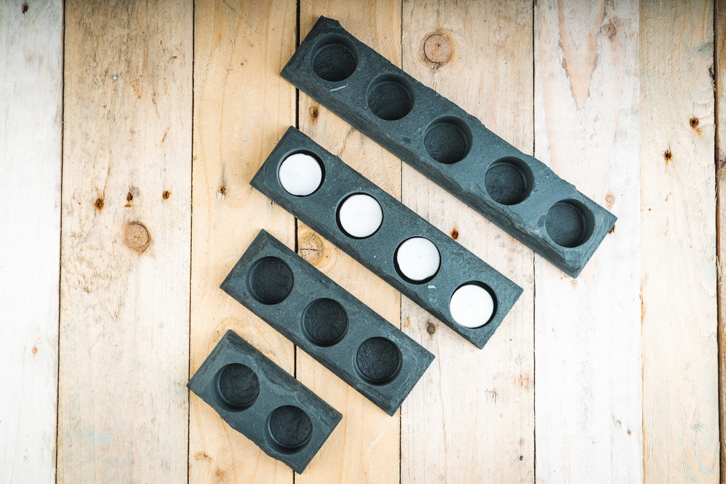 Harassed & Polished Slate Tealight Holders