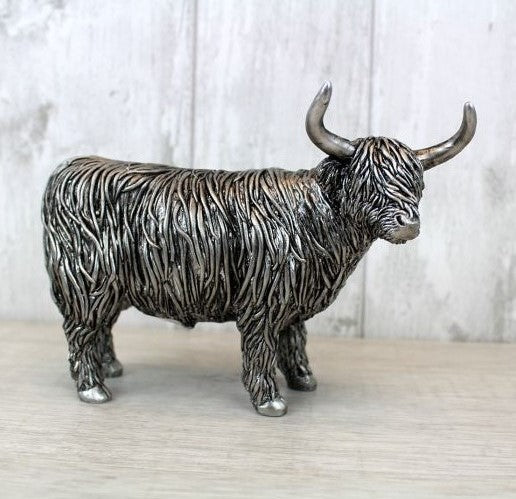 Silver Highland Cow Ornament - Large