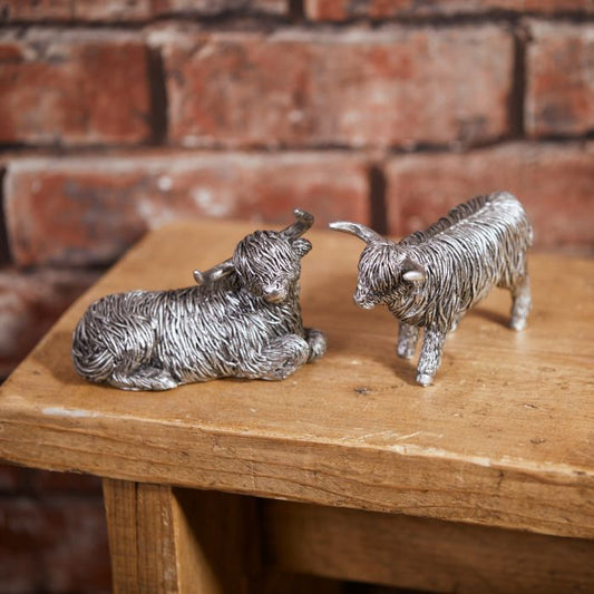 Silver Highland Cow Ornament