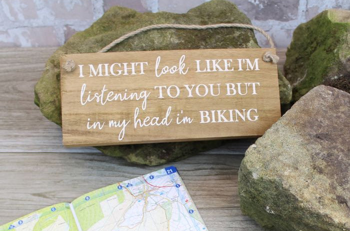 In My Head I'm Biking Plaque