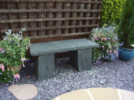 slate garden bench