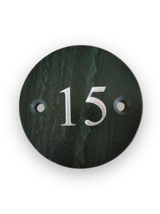 Slate House Number Round