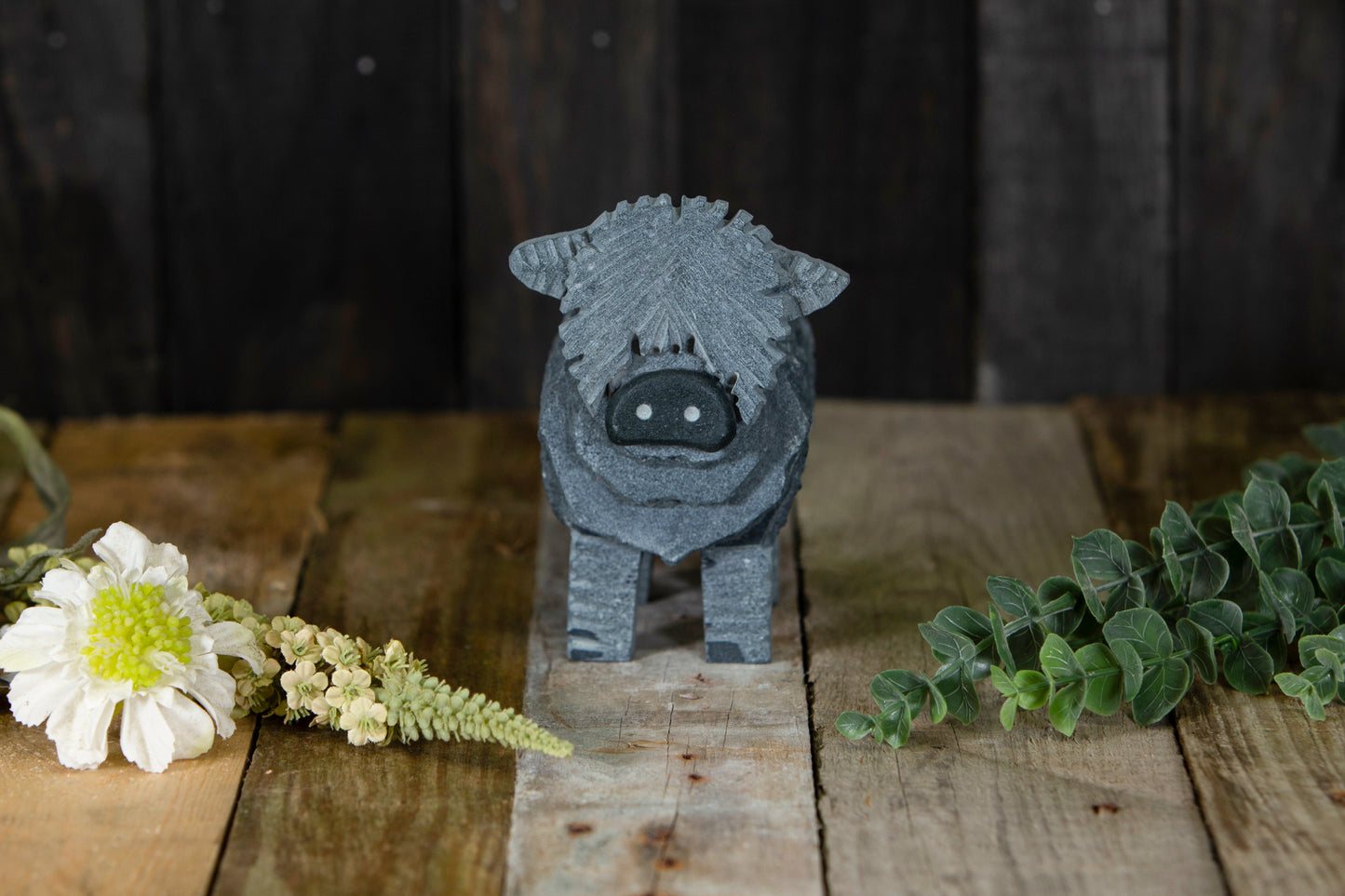 Slate Baby Highland Cow Sculpture