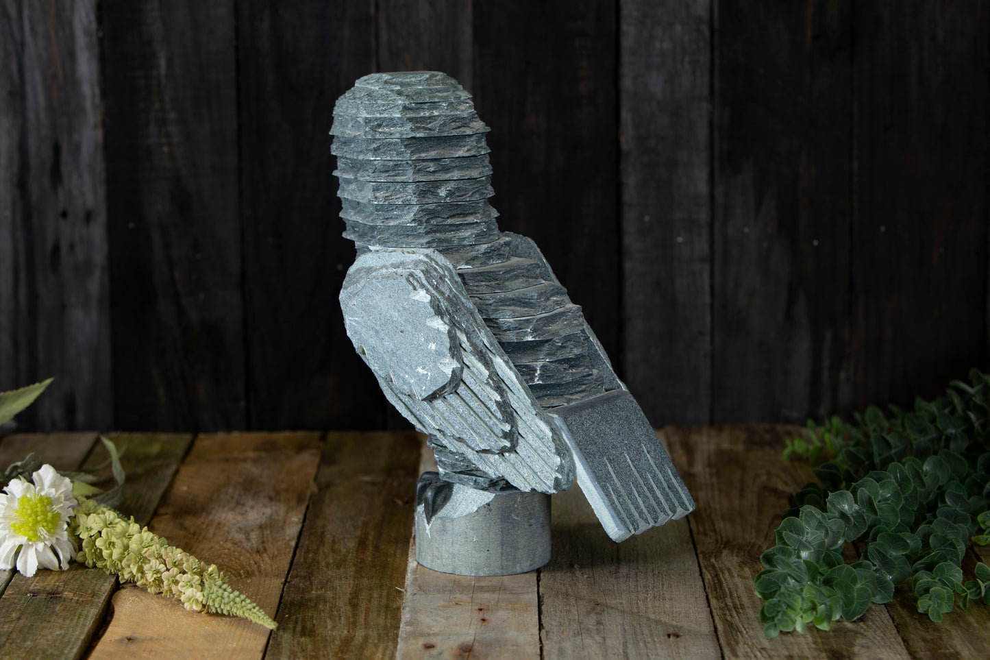 Large slate Owl statue