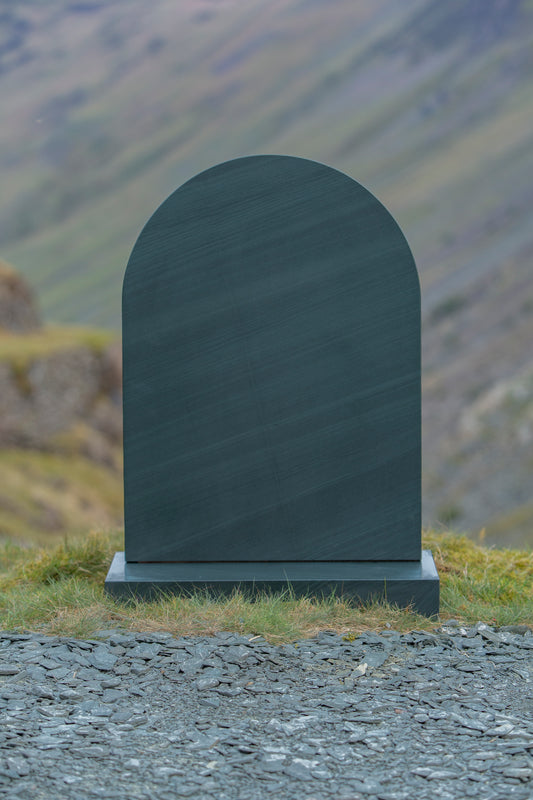 half round top slate headstone