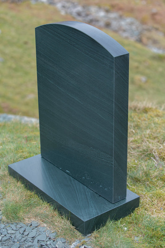 Slate Camber Top Headstone with Base