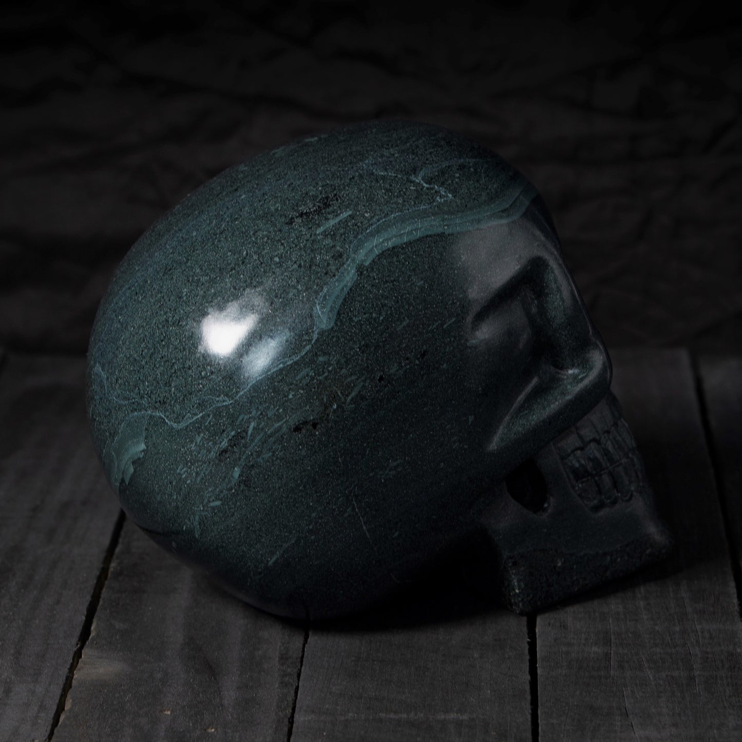 slate human skull