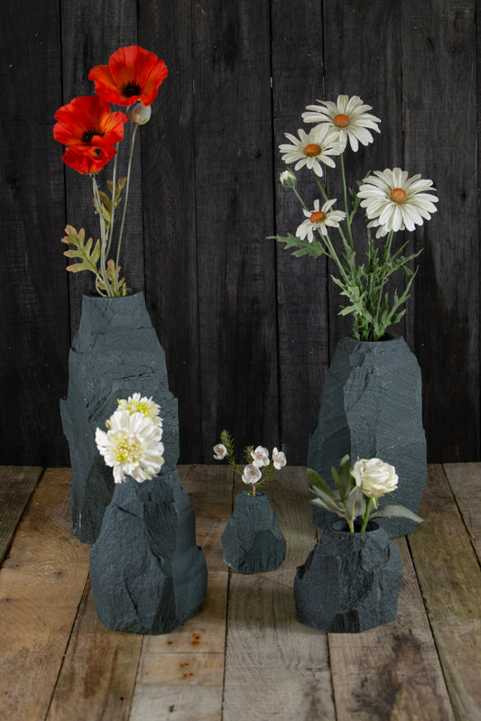 Various size slate vases