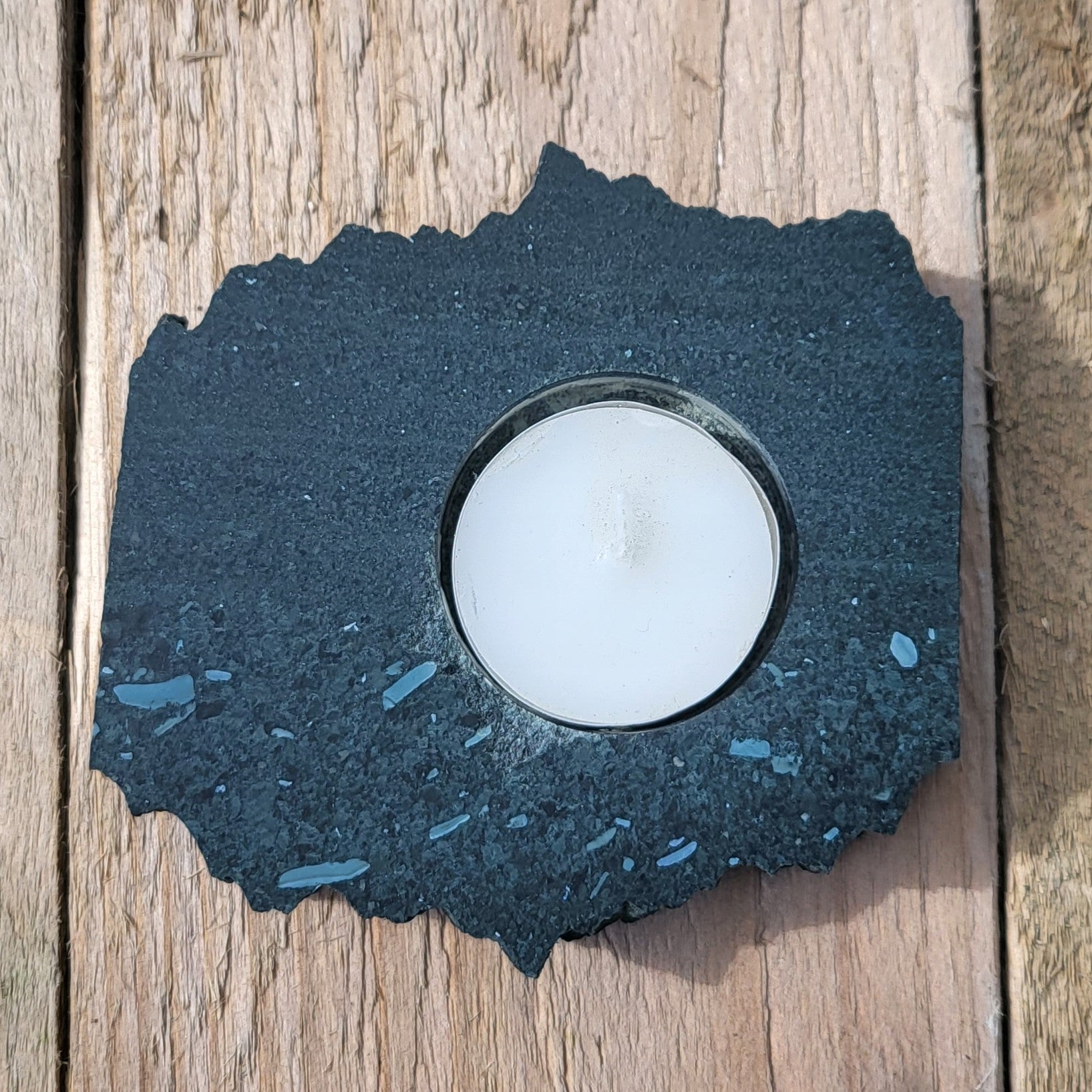 single hole slate tealight holder