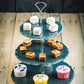 Picture of cakes on a 3 tier round cake stand